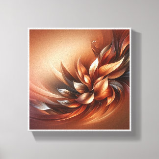 Impressão Em Tela Fluido Folha Abstrata Elegante - Terracota Quente
