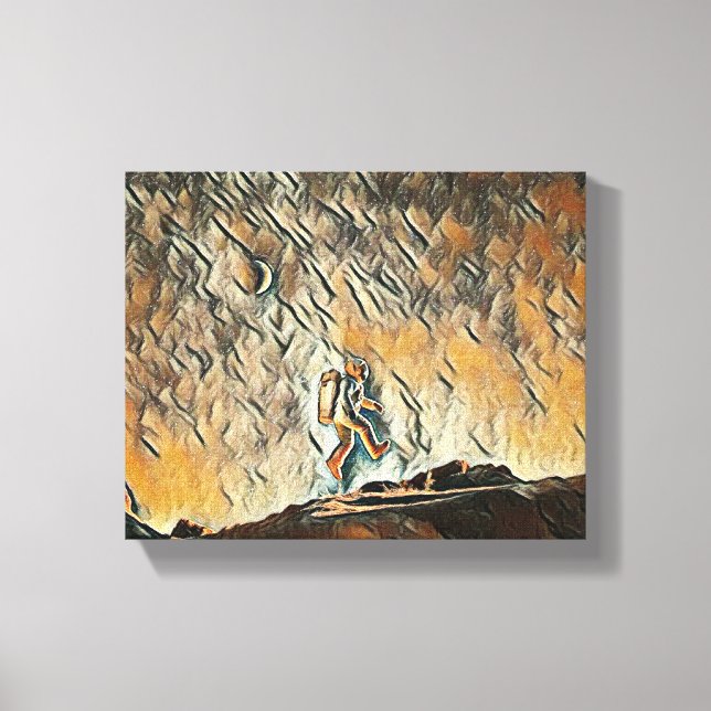 Impressão Em Tela "Flutuando na Descoberta: Uma Viagem de Cientista" (Frente)