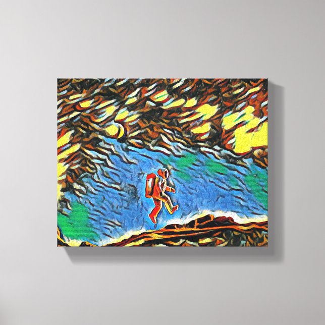 Impressão Em Tela "Flutuando na Descoberta: Uma Viagem de Cientista" (Frente)