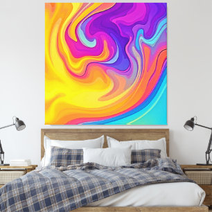 Impressão Em Tela Fluxo de Arte Líquida Vibrante