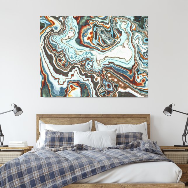 Impressão Em Tela Fluxo de Geodo de Mármore de Cobre Azul (Insitu(Quarto))