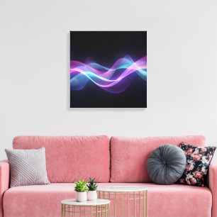 Impressão Em Tela Fluxo neon - Arte de onda Abstrato futurista