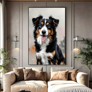 Impressão Em Tela Foco de Collie de Borda dos Campos