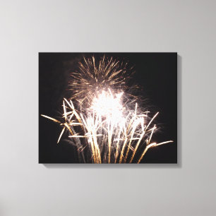 Impressão Em Tela Fogos de artifício brancos e Dourados I Celebraç