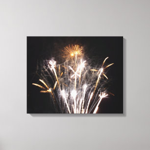 Impressão Em Tela Fogos de Artifício Brancos e Dourados II Celebraçã