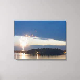 Impressão Em Tela Fogos de artifício em Dusk sobre Gull Lake