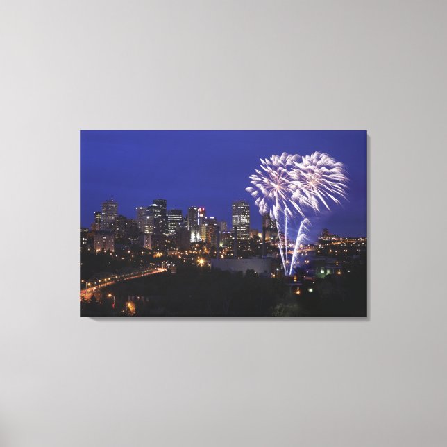 Impressão Em Tela Fogos De Artifício Sobre A Cidade (Frente)