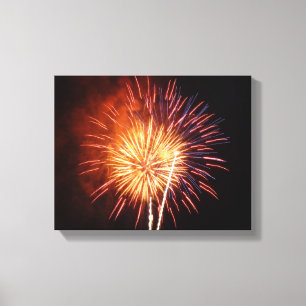 Impressão Em Tela Fogos de artifício vermelho, branco e azul I Patr