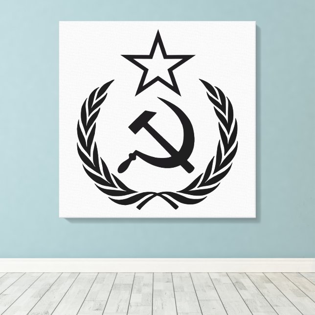 Impressão Em Tela Foice e Martelo, URSS, CCCP, Comunismo (Insitu(piso de madeira))