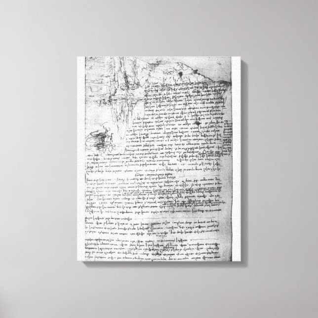 Impressão Em Tela Fol.145v-b, página do notebook de Da Vinci (Frente)