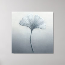 Folha de Ginkgo Azul Textura de Bordado Botânico