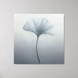 Impressão Em Tela Folha de Ginkgo Azul Textura de Bordado Botânico