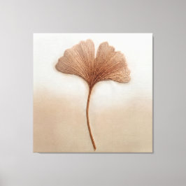 Impressão Em Tela Folha de Ginkgo Dourada Vermelha Textura de Bordad