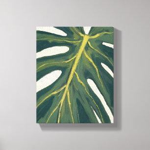 Impressão Em Tela Folha de Monstera Verde Aquarela Botânica