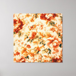 Impressão Em Tela Folha Floral Castanha-Ouro requintada