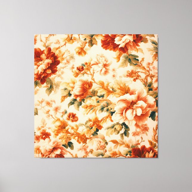 Impressão Em Tela Folha Floral Castanha-Ouro requintada (Frente)