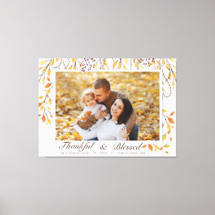 Impressão Em Tela Folhagem de Ação de Graças Feliz e Abençoada