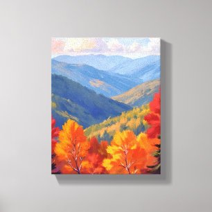 Impressão Em Tela Folhagem de Outono Paisagem Montanhosa em Aquare