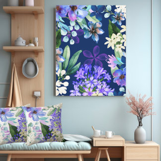 Impressão Em Tela folhagem floral de cor aquosa verde