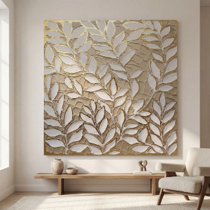 Impressão Em Tela Folhas Botânicas de Ouro Elegantes – Realista
