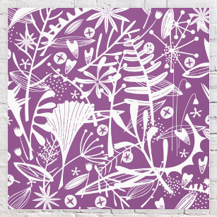 Impressão Em Tela Folhas Botânicas Silhouette Purple e White