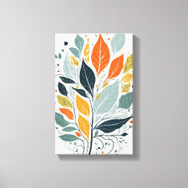 Impressão Em Tela Folhas Coloridas