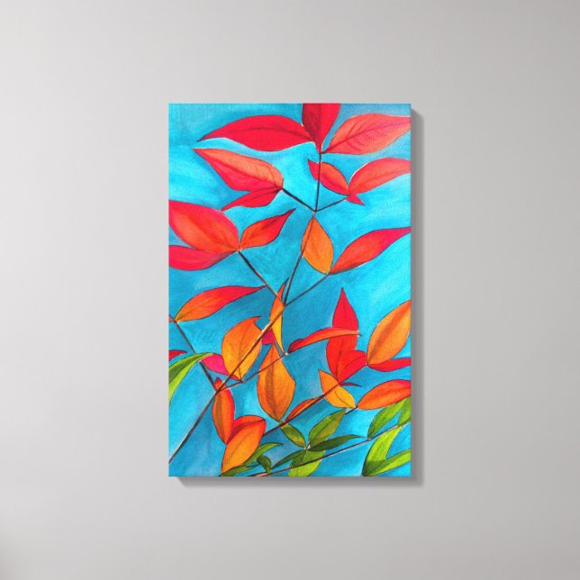 Impressão Em Tela Folhas de laranja Arte original do outono (Frente)