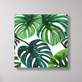 Impressão Em Tela Folhas de Monstera | Aquarela Moderna Simples