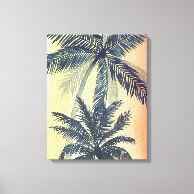 Impressão Em Tela Folhas de Palma Tropicais (Frente)