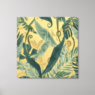 Impressão Em Tela Folhas Tropicais Lindas Aquarela Vintage