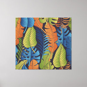 Impressão Em Tela Folhas tropicais, padrão floral sem costura.