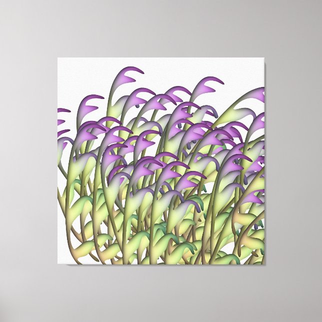 Impressão Em Tela Folhas Verde Roxo (Frente)