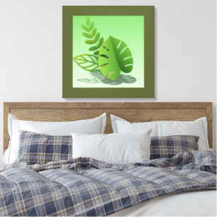 Impressão Em Tela Folhas Verdes