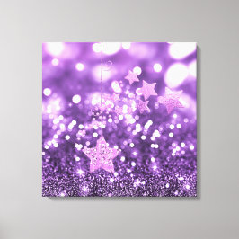 Impressão Em Tela Folheto e Estrelas Purple Bokeh