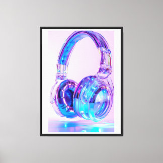 Impressão Em Tela Fones de ouvido de cristal - Neon Glow Wall Art pa