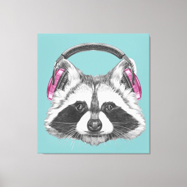Impressão Em Tela Fones de ouvido Raccoon (Frente)