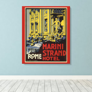 Impressão Em Tela Fonte da Trevi Vintage, Hotel Marini Strand, Roma