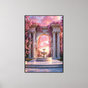 Impressão Em Tela Fonte de Cerejeira Rosa em Flor Marble Arch
