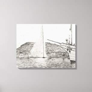 Impressão Em Tela Fonte de Genebra e arco do barco de prazer 2011