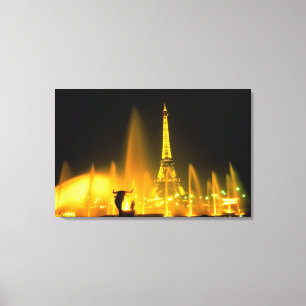 Impressão Em Tela Fonte na mundialmente famosa Torre Eiffel Paris