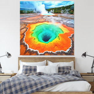 Impressão Em Tela Fonte Termal Vibrante: Arte da Maravilha da Terra
