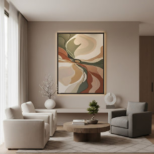 Impressão Em Tela Formas Orgânicas Fluidas Abstratas Tons Terrosos