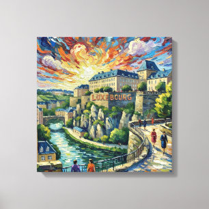 Impressão Em Tela Fortaleza da Cidade de Luxemburgo Panorâmica Estic