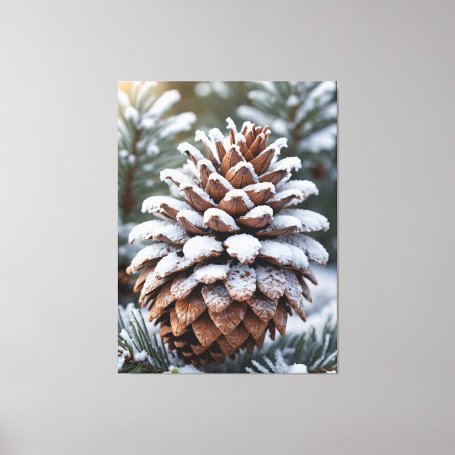Impressão Em Tela Fosco Pinecone Winter Wonderland Nature (Frente)