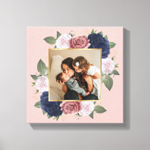 Impressão Em Tela Foto Da Família Sepia Floral Amável E Personaliz