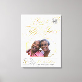 Impressão Em Tela Foto de Aniversário de Bodas de Ouro 50 Rosas Dour