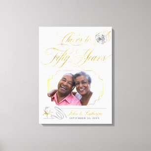 Impressão Em Tela Foto de Aniversário de Bodas de Ouro com Rosas Dou