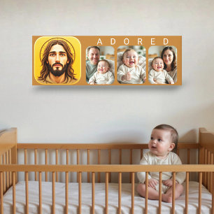 Impressão Em Tela Foto de Bebê JESUS- ADORADO 
