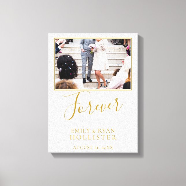 Impressão Em Tela Foto de casamento com escrita dourada Forever Eleg (Frente)