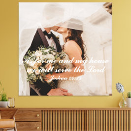 Impressão Em Tela Foto de casamento com Escrituras Cristãs